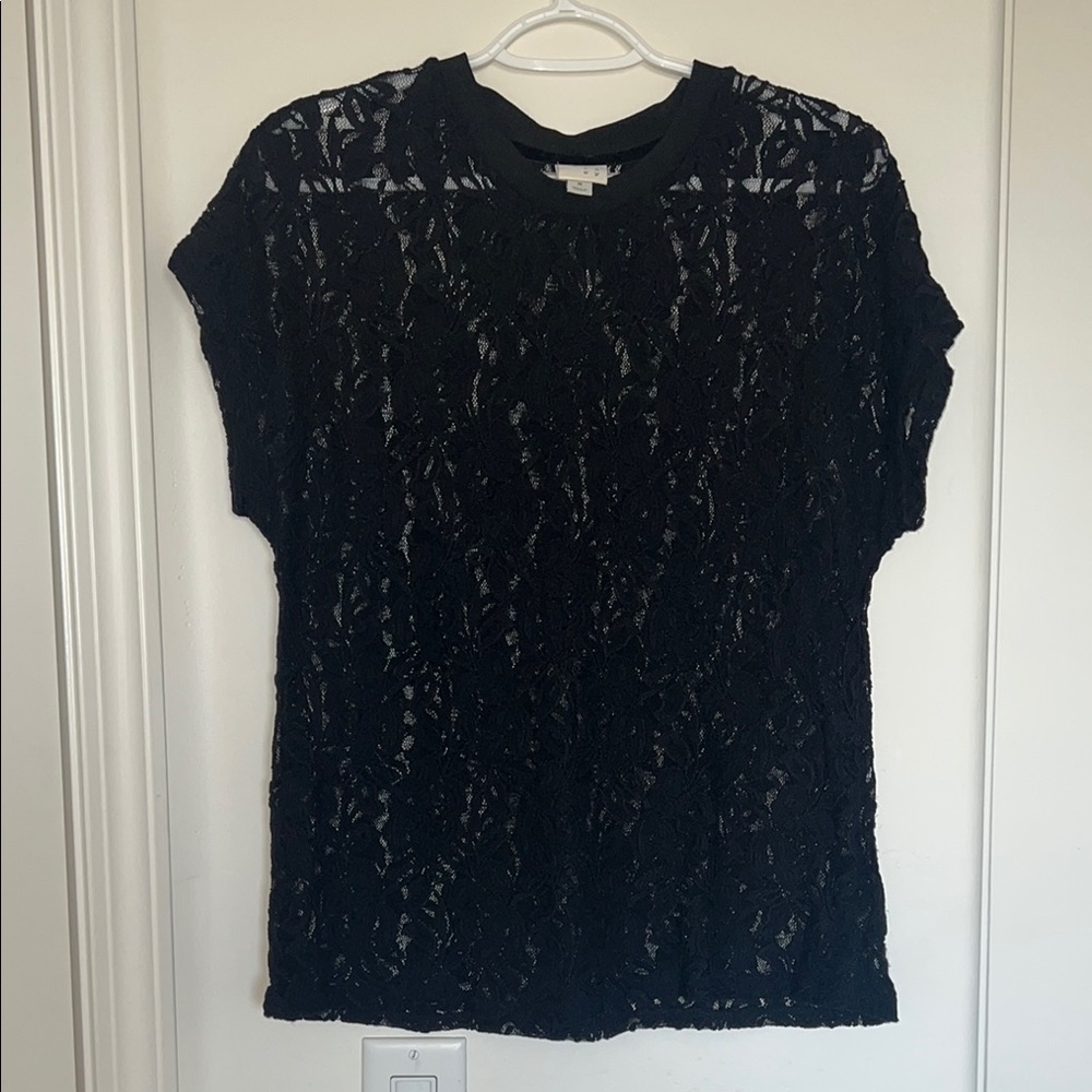 a new day Black Short Sleeve Lace T-Shirt